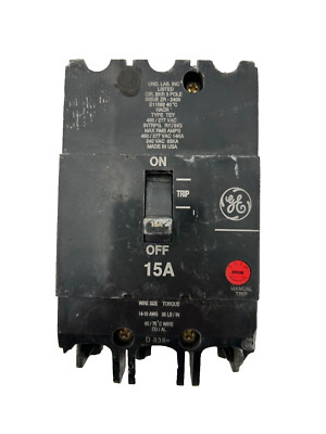 GE TEY315 Circuit Breaker 15A 3-Pole 480/277VAC - Chipped
