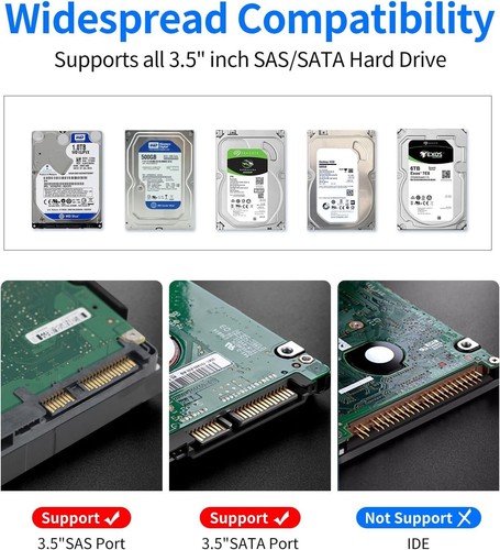 SAS to USB 3.0 Hard Drive Adapter,SAS/SATA Hard Drive Enclosure Reader Dockin... - Picture 4 of 9