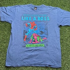 VTG Y2K Spiderman Marvel T Shirt Mens Blue XL Short Sleeve Green Goblin