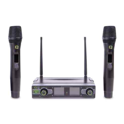 Q-Audio QWM1950 Dual UHF Wireless Mic System + 2 Handheld Mics (863.1-864.9MHz) - Picture 1 of 5