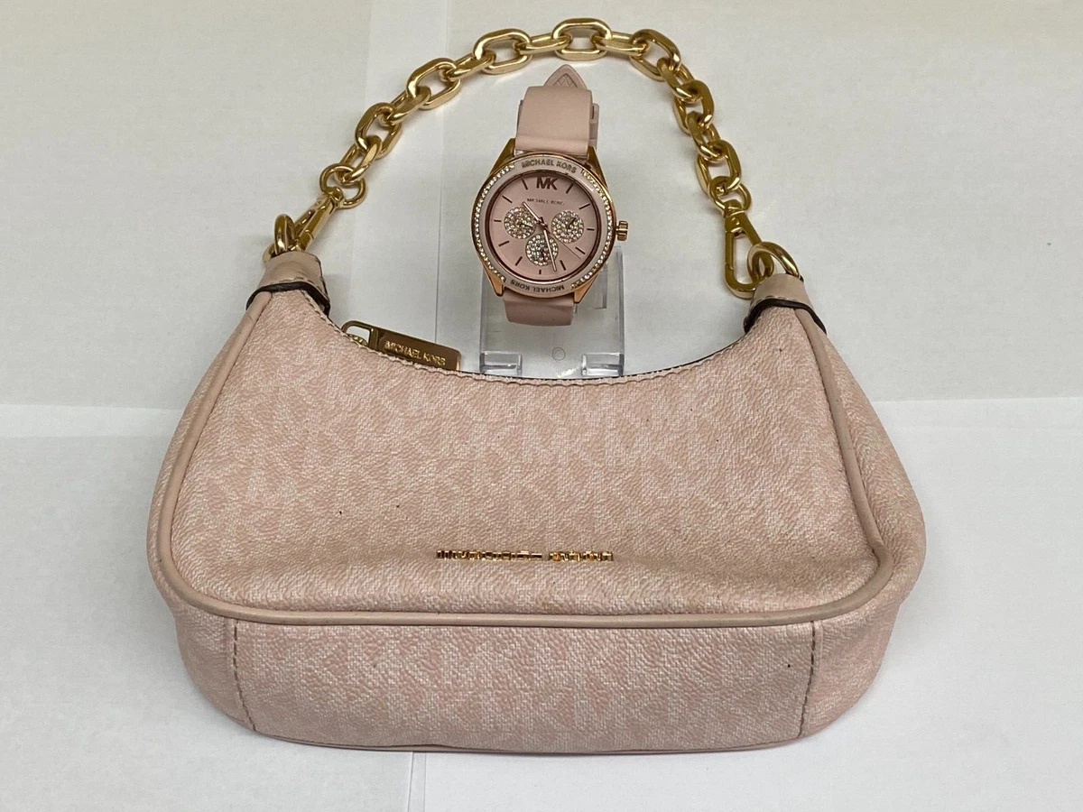 Michael Kors Mk6946 Womens Quartz Silicone Strap Pink Dial Watch Bag