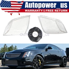 New Pair Clear Headlight Lens Cover+Glue For Cadillac CTS 2008-2013