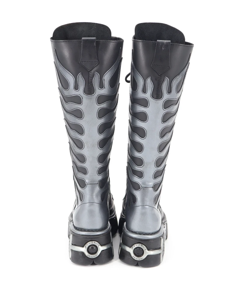 Nuevo Rock Crusted Negro M-350-C1 Acero Torre Colección Llamas Metálicas Talla 39 Foto 4 de 4