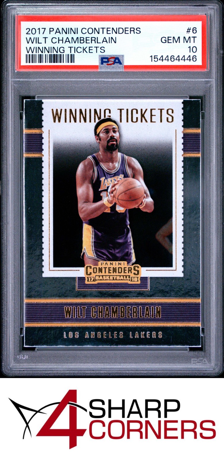 2017 PANINI CONTENDERS WINNING TICKETS #6 WILT CHAMBERLAIN HOF POP 2 PSA 10