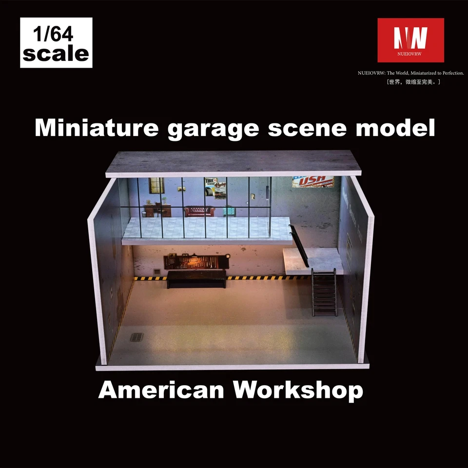 1/64 Diorama Diecast Garage Model LED Lighting Parking Lot Display Case Gift US - Image 3 of 4