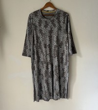 Gudrun Sjoden Folia Tunic Dress Sz L Pockets Lagenlook Boho Side Slit in Gray
