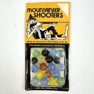 Vintage C.E. Bogart & Sons Agate Co Mountain Shooters Marbles Pack Cairo WV New