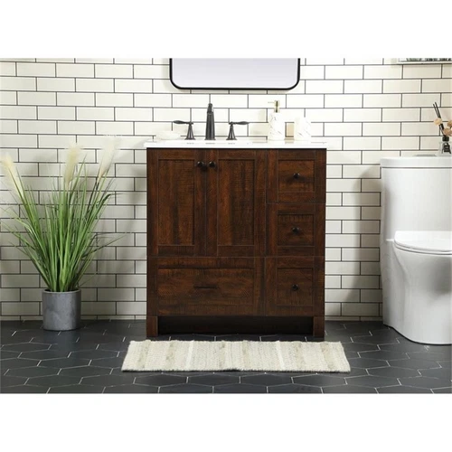 Elegant Decor Soma 32" Aluminum MDF Single Bathroom Vanity in Expresso - Picture 7 of 8