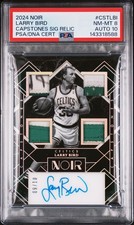 2024 Panini Noir Larry Bird Capstones /10 Game Worn Patch PSA 8 Auto 10