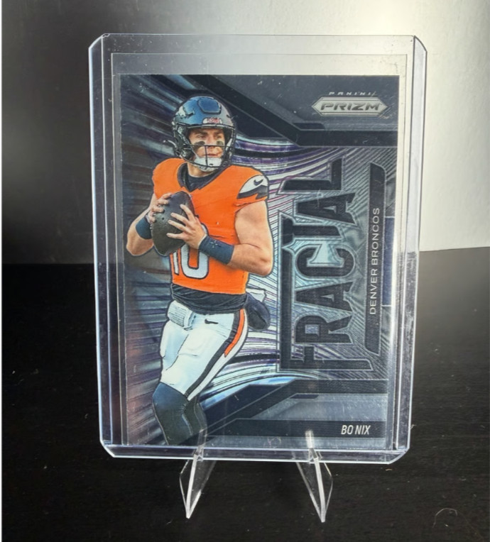 Bo Nix 2025 Panini Prizm Fractal Insert Broncos #13