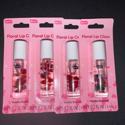 Lot Of 4 B Pure Floral Lip Gloss Vanilla Scented-Brand New