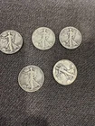 Lot (5) 1943 Walking LIBERTY HALF DOLLAR