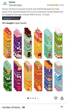 36 Pcs Scratch and Sniff Bookmarks Fruit Scented Bookmarks for Students Teens