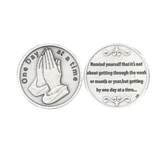 Christian Scripture Coin One Day at a Time Medal Pocket Token for Difficult Case