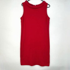 Talbots Womens Medium Pullover Knit Dress Red Sleeveless Round Neck Knee Length
