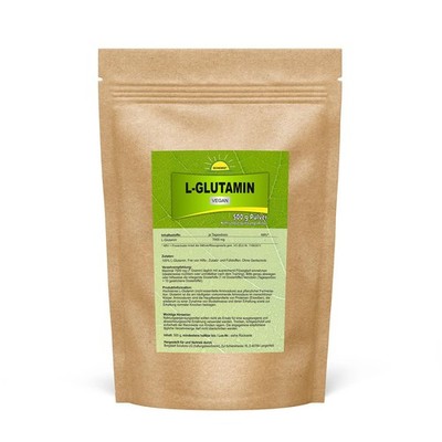 L-Glutamin Pulver 500g vegan, aus Fermentation, hochrein, ohne Zusätze, Bonemis 