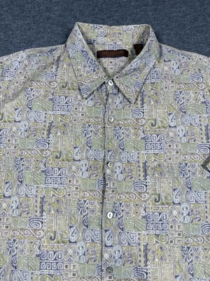 Tori Richard Men 2XL Tribal Cotton Lawn Camp Shirt Aloha Hawaiian Shirt