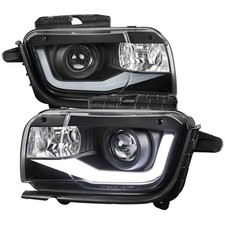 Spec-D Headlights Black Fits 2010-2013 Chevy Camaro Projector Headlights LED Tube Lamps Left+Right