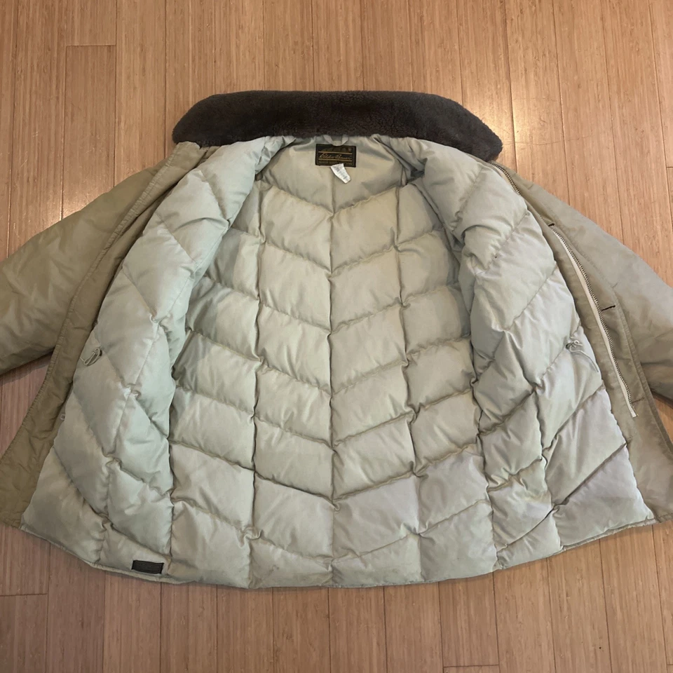 CHAQUETA PARKA VINTAGE AÑOS 90 EDDIE BAUER DOWN STADIUM Abrigo de Granero Cuello de Piel HOMBRE M Foto 3 de 4