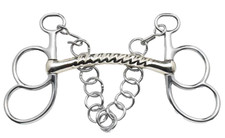 Twisted Mouth Pelham Bit with Curb Chain  Stainless Steel Horse Bit