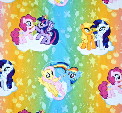 My Little Pony Rainbow Stripe Ombré Toss Cotton Fabric Hasbro 2 Yards OOP