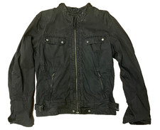 Vintage Diesel Black / Blue Stitch Biker Moto Jacket Men s Zip-Up Moto Style