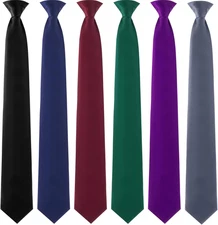 6 Pcs Clip on Ties for Men Solid Color Men's Tie Pretied Necktie 20 Inches for W