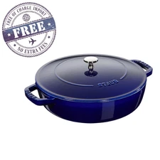 STAUB Cast Iron with Lid, Oven safe to 500°F, Made in France, 4 qt, Dark Blue