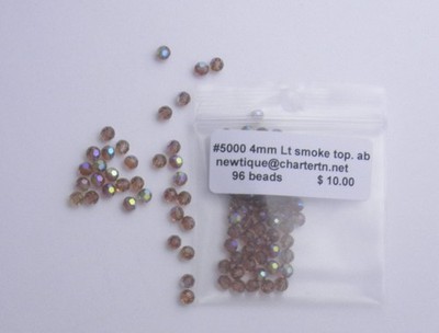 96 ART # 5000 4MM SWAROVSKI BEADS *  LIGHT SMOKE TOPAZ AB
