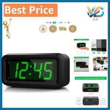 Small Digital Alarm Clock 1.2 Inch LED Green Display Battery Operated Travel ...