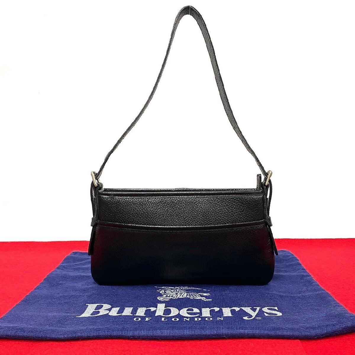 Rare BURBERRY Nova Check Pattern Leather Leather Semi One Shoulder Bag Hand