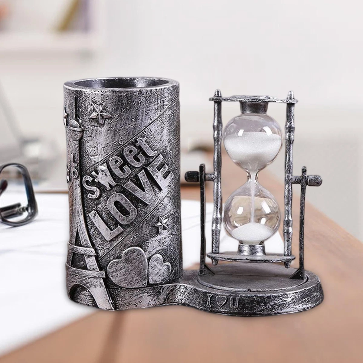 Hourglass Decoration Novelty Pen Holder for Living Room Party