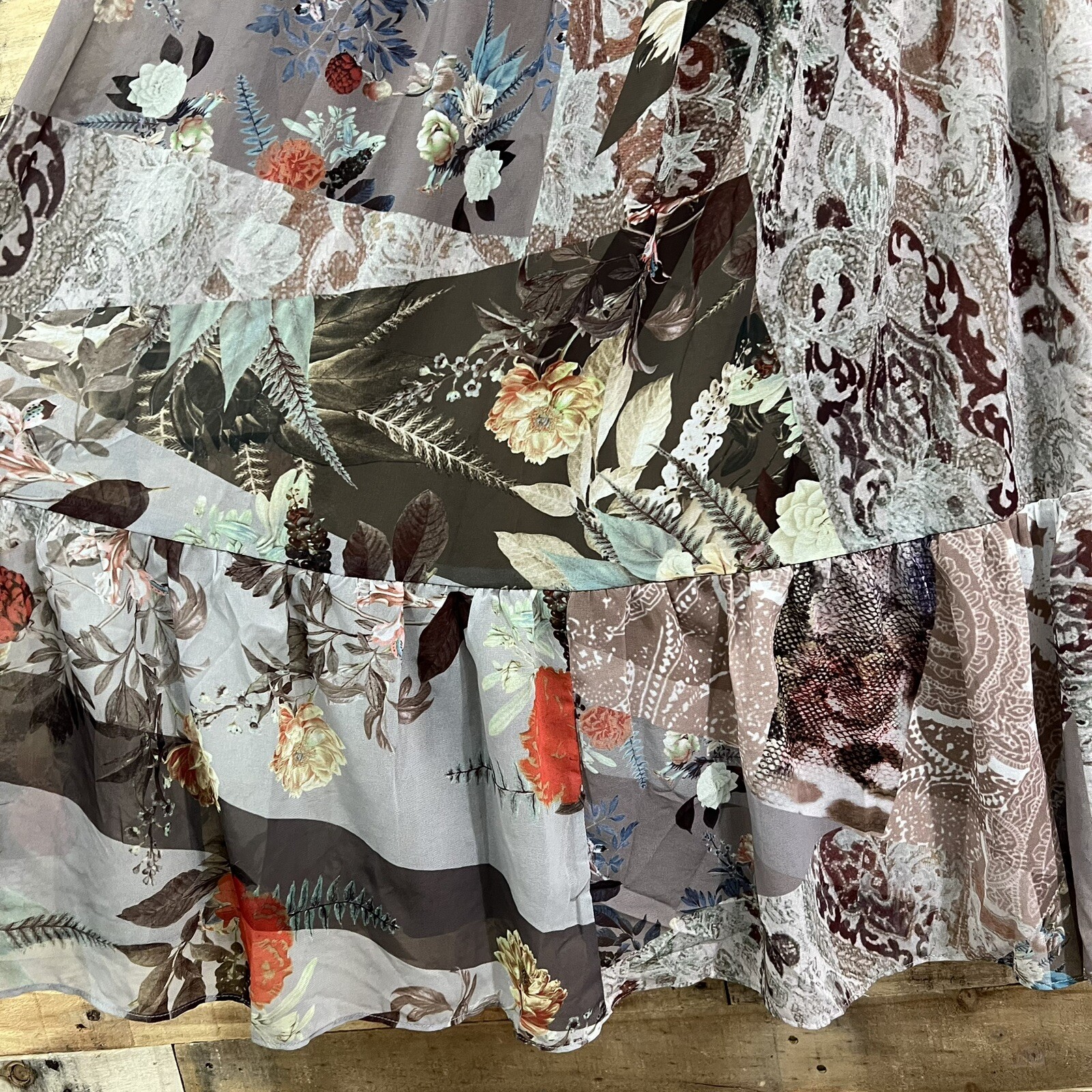 City Chic Patchwork Printed Smocked Long Balloon … - image 4