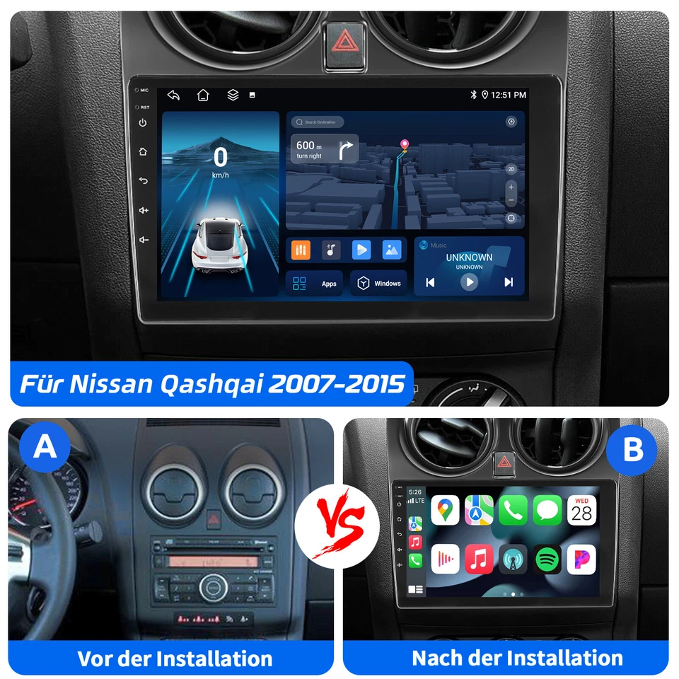 DAB+ Für Nissan Qashqai J10 2007-2015 Android 13 Carplay Autoradio GPS Navi WIFI - Bild 4 von 4