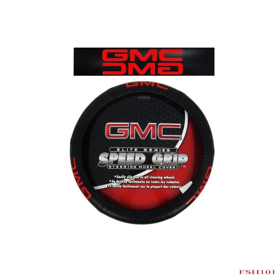 New GMC RED Logo Perforated Synthetic Leather Speed Grip Steering Wheel Cover Foto 3 de 3