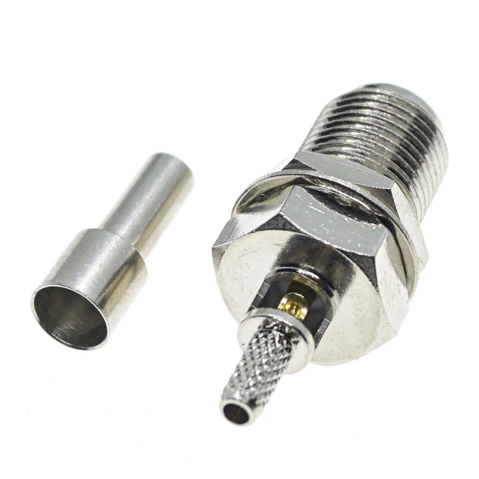 12X F female Crimp RF Connector For RG179 RG178 RG316 RG174 coaxial Cable 75ohm - Image 3 of 4
