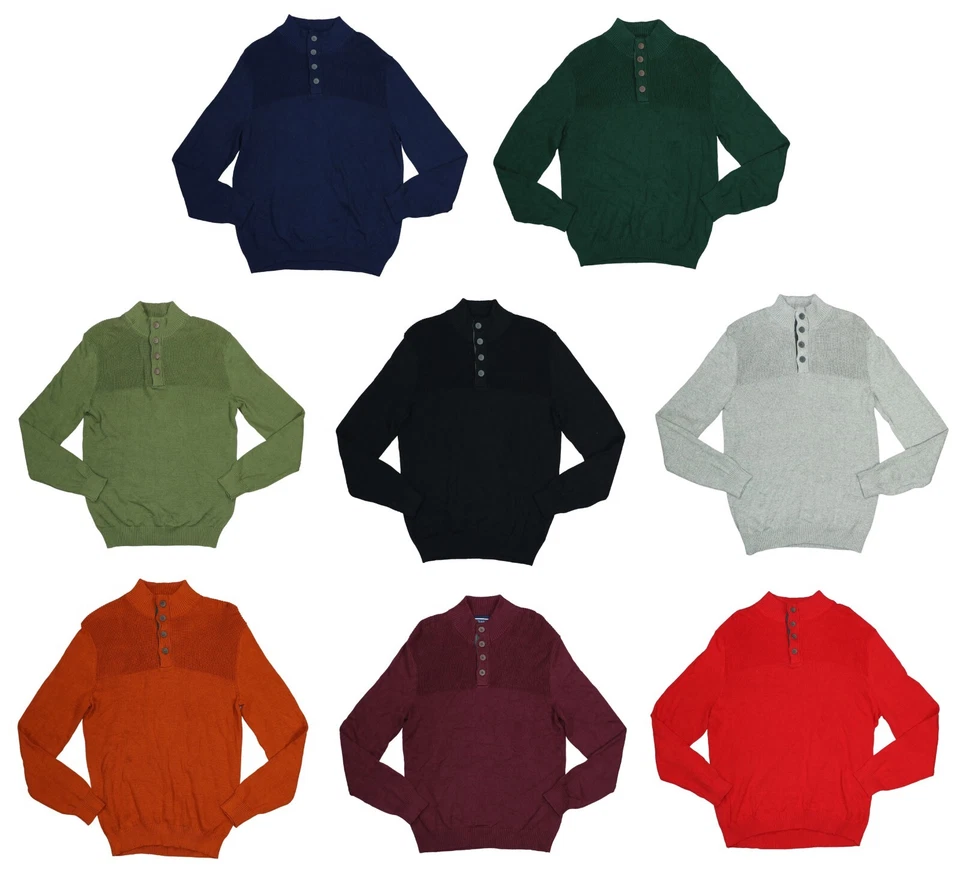 Suéter para hombre Club Room cuello simulado 4 botones 100 % algodón nuevo con etiquetas