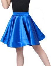 Kid Girl Dance Skirt Latin Ballroom Tango Practice Party Midi A-Line Swing Shiny
