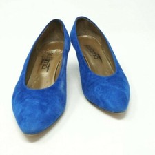 Vintage 90's Made in Italy Blue Suede Paloma Raider Pumps size 7.5