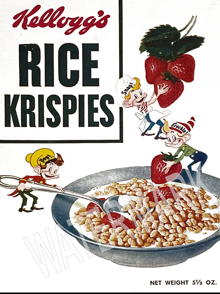 1950's Kelloggs Rice Krispies Cereal Snap Crackle Metal Fridge