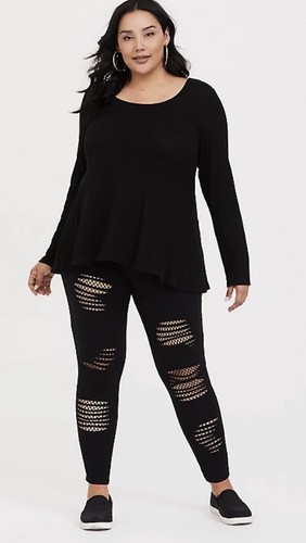 Torrid PREMIUM LEGGING - SLASHED MESH 