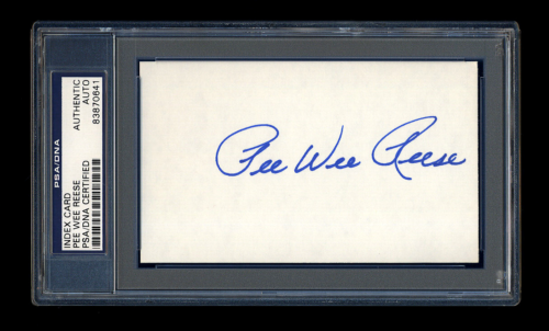 PEE WEE REESE SIGNED INDEX CARD MINT PSA/DNA SLABBED AUTO BROOKLYN DODGERS - Picture 1 of 2