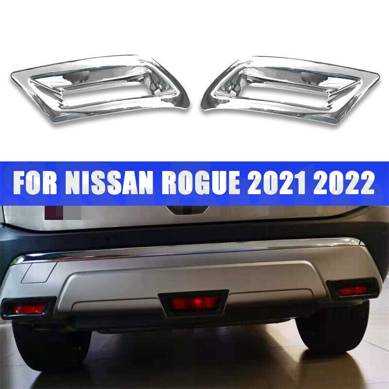 For Nissan Rogue 2021 2022 Chrome Rear Bumper Fog Light Covers Trim Accessories