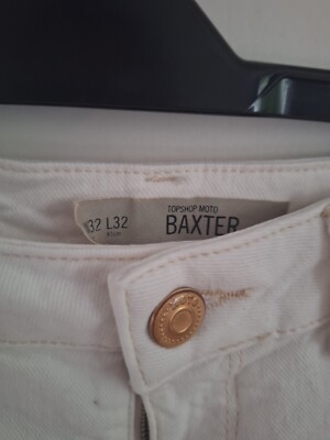 Topshop Moto Baxter W32 L32 Low Rise White Womens Skinny Jeans