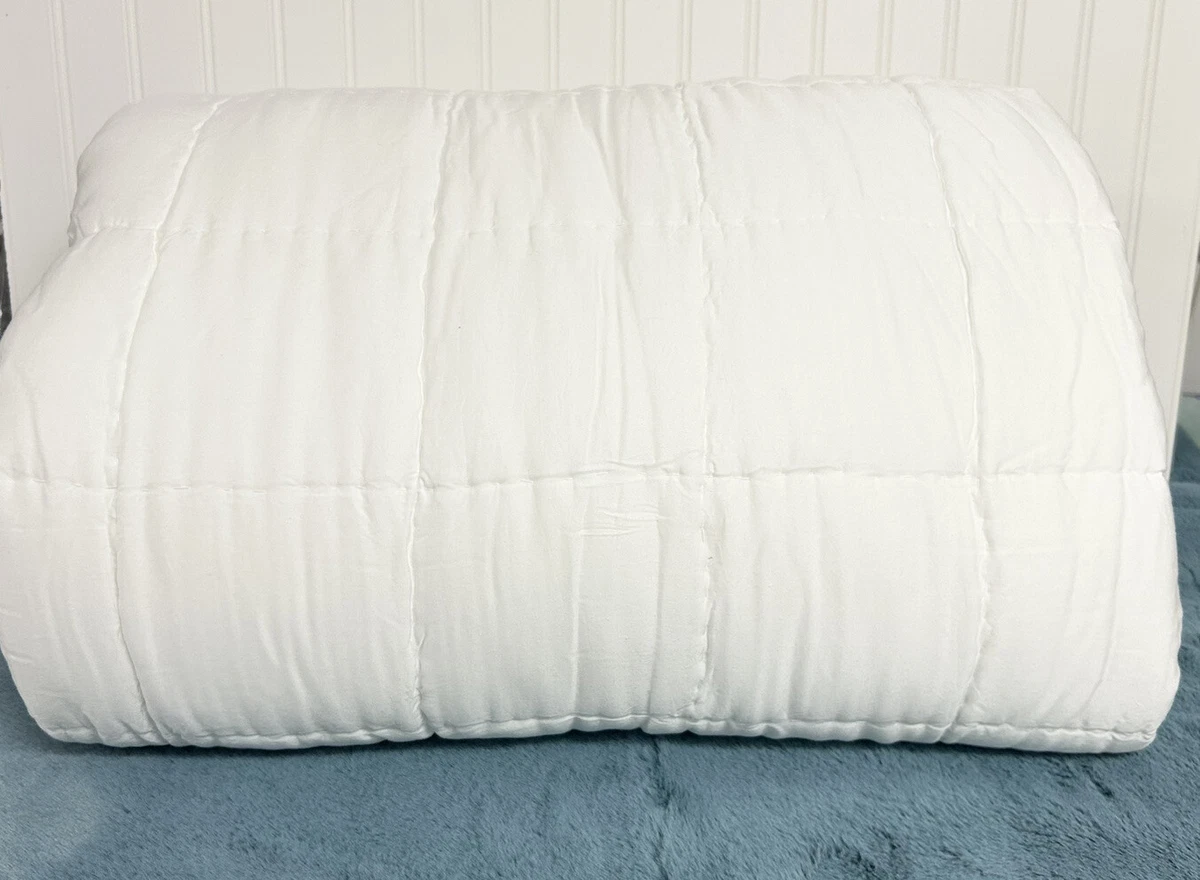 Pottery Barn Tencel Lyocell Box Stitch FULL QUEEN Quilt White