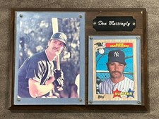 Don Mattingly Wood Plaque Photo w/ 1987 Topps All-Star Card