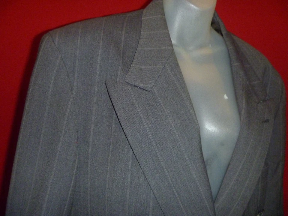 GIVENCHY Perfecto Doble Pecho Gris Rayas Pin Traje Chaqueta Esmoquin Formal Talla 40 Foto 2 de 4