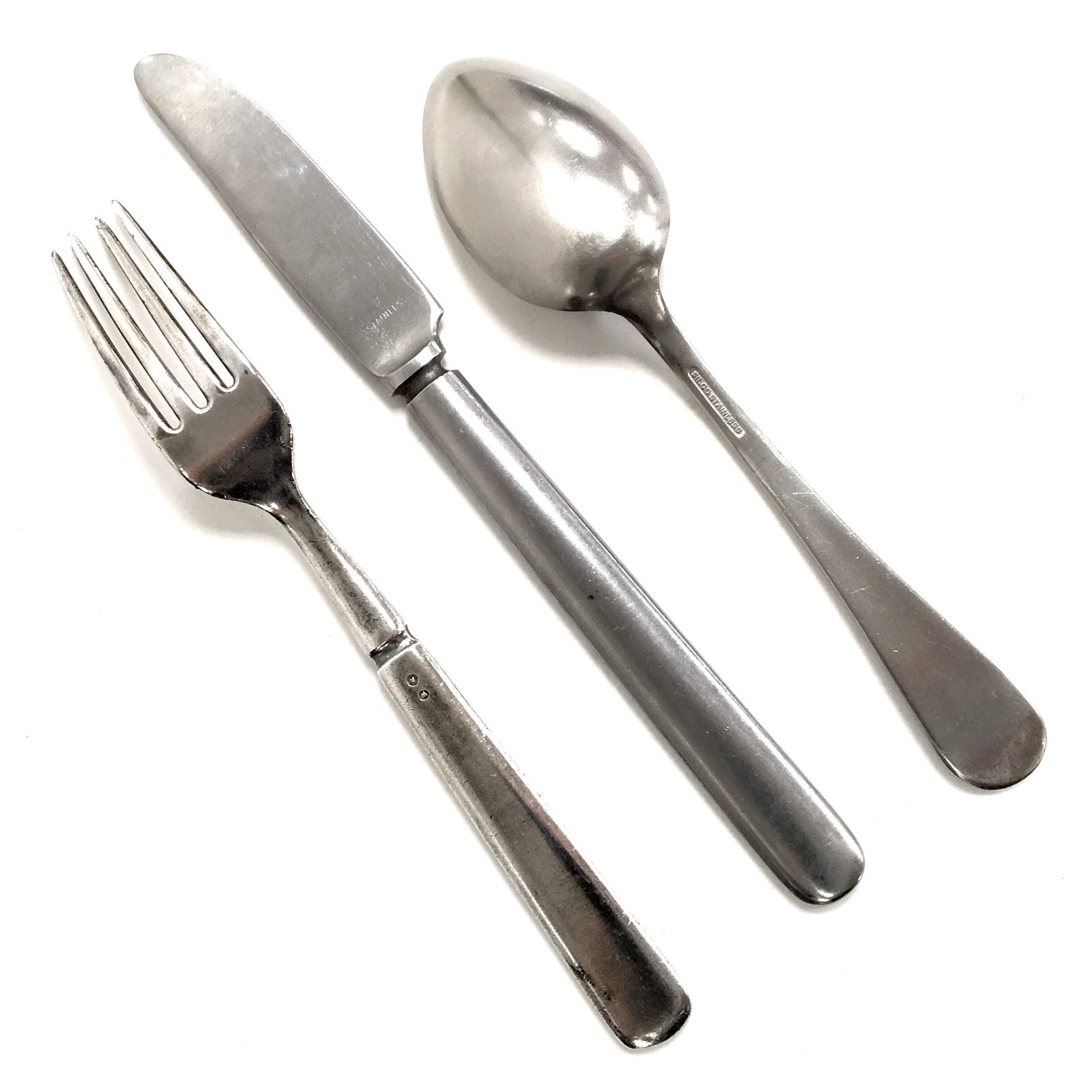 Vintage WWII US Navy 3 Piece Fork Knife Spoon Set Flatware USN