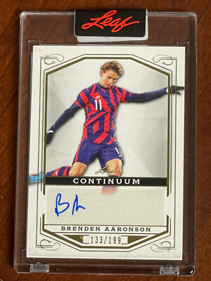 #ad 2022 Leaf ENCASED Continuum GOLD BRENDEN AARONSON 1st FIRST RC AUTO # 148 199 $19.95