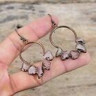 Gift For Her Copper Rose Quartz Rough Electroformed Drop/Dangle Earrings 2.36"